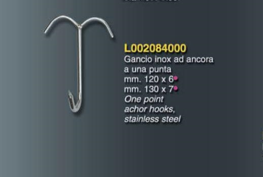 GANCIO INOX AD ANCORA 120X6mm diam.